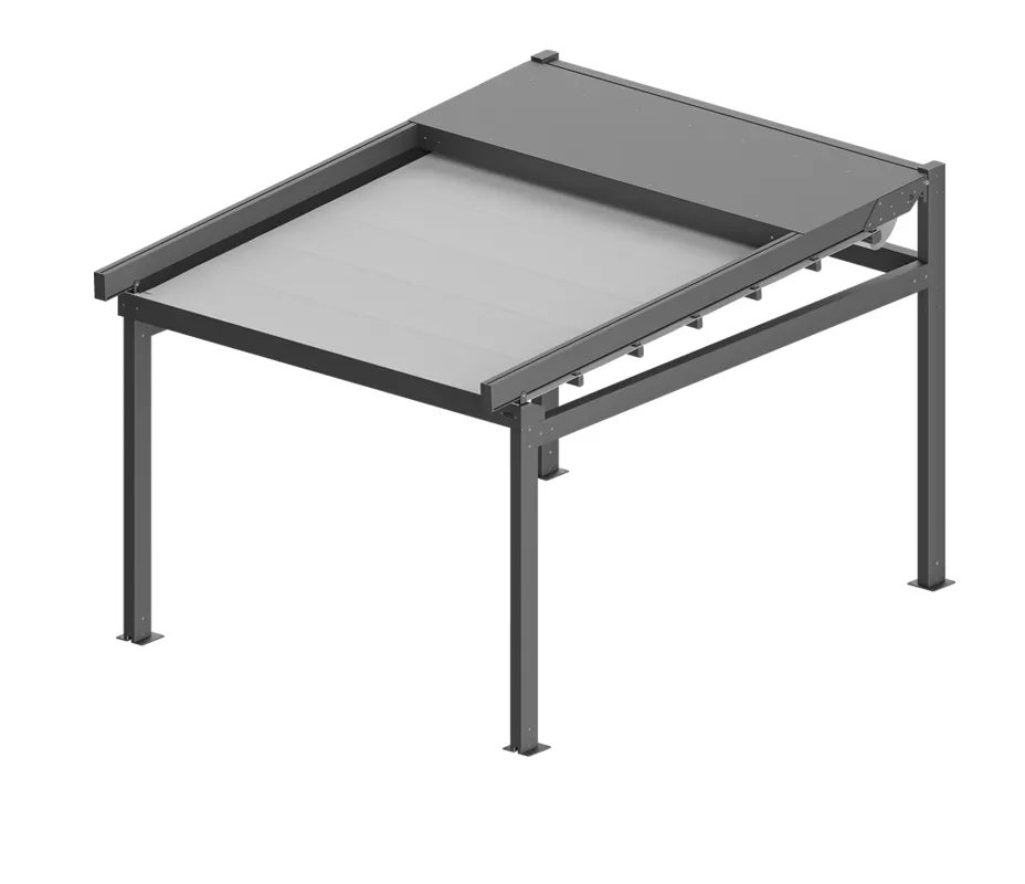 Aluprof Solid pergola ar bīdāmu auduma jumtu, ražotāja renderis