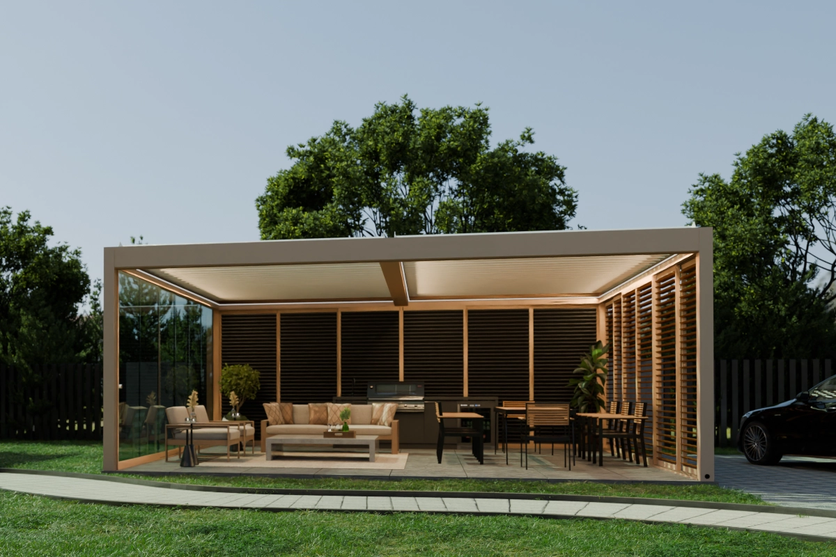 WIN CLIMATIC S400 pergola ar WIN GLASS stikla sienām