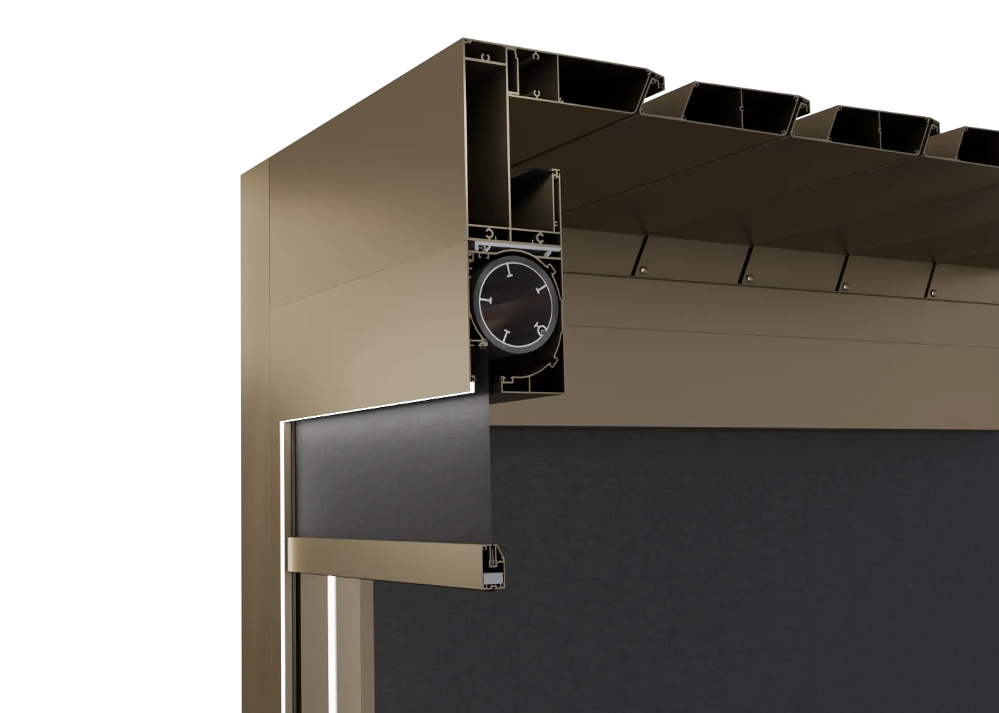WIN SCREEN ZIP 130 integrētā sistēma pergolas WIN CLIMATIC konstrukcijā